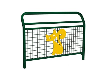 Školní zábradlí Conviviale s mříží a motivem "kočka", délka 1500 mm, barva zelená RAL6005 206960.6005