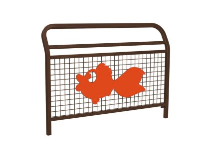 Školní zábradlí Conviviale s mříží a motivem "ryba", délka 1500 mm, barva hnědá RAL8017 206961.8017