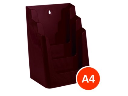 Stolní stojánek na letáky 3xA4, bordó, balení 8ks