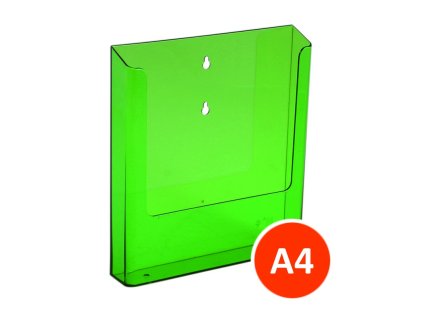 Nástěnný zásobník na letáky A4, tónovaný zelený