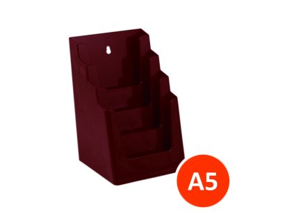 Stolní stojánek na letáky 4xA5, bordó, balení 12ks