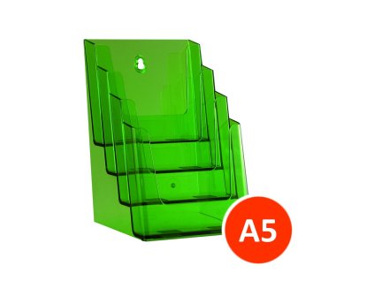 Stolní stojánek na letáky 4xA5, tónovaný zelený