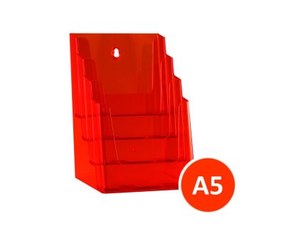 Stolní stojánek na letáky 4xA5, tónovaný oranžový