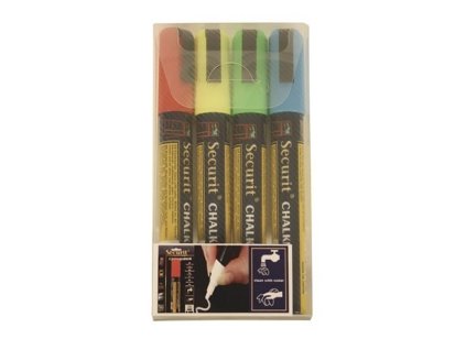 Křídový popisovač, hrot 2-6 mm, různé barvy, blistr 4 ks