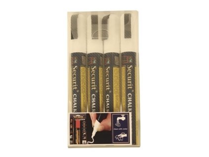 Křídový popisovač, hrot 2-6 mm, bílá barva, blistr 4 ks
