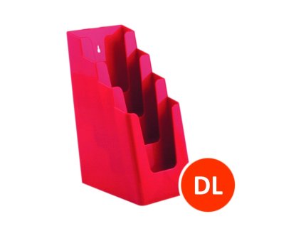 Stolní stojánek na letáky 4xDL, červený