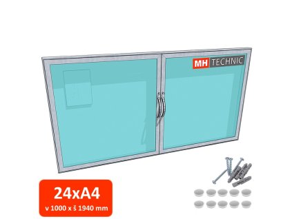 Dvoukřídlá venkovní informační vitrína MH60, 1000x1940 mm (24xA4)