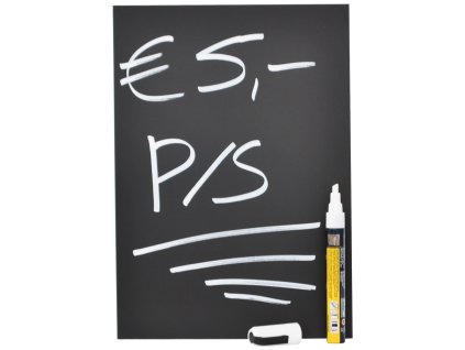 Křídová informační tabulka A4, 5ks + bílý popisovač