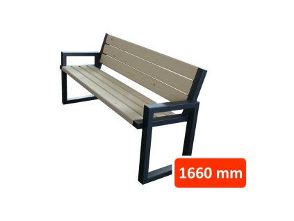 Parková lavička CH s opěradlem, šířka 1660 mm