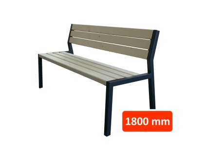 Parková lavička CS s opěradlem, šířka 1800 mm