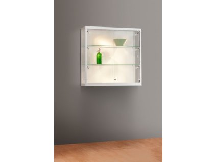 Nástěnná skleněná vitrína 1000x984x300 mm, boční LED osvětlení
