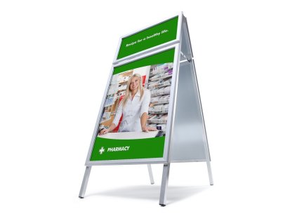 ZP70x100G32METOP Reklamní áčko 700x1000 mm (B1), s přídavným rámem, ostrý roh, profil 32mm, metalová záda