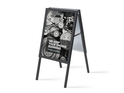 ZP50x70G32MEC9005 Reklamní áčko 500x700 mm (B2), ostrý roh, profil 32mm, plechová záda, černé