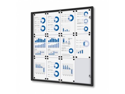 SCXS12xA4C9005 - Interiérová vitrína Economy 12xA4 - plechová záda, černá