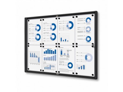 SCXS8xA4C9005 - Interiérová vitrína Economy 8xA4 - plechová záda, černá