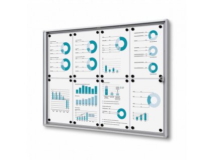 SCXS8xA4B1 Interiérová vitrína Economy 8xA4, plechová záda, atest B1