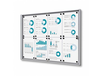 SCXS8xA4B1 Interiérová vitrína Economy 8xA4, plechová záda, atest B1