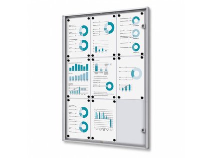 SCXS9xA4B1 Interiérová vitrína Economy 9xA4, plechová záda, atest B1