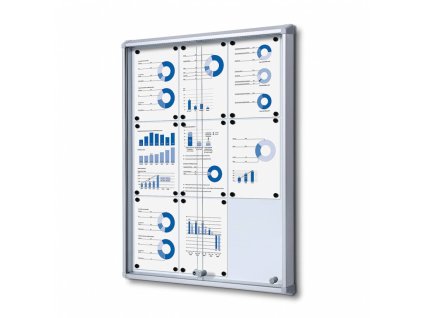 SCSL9xA4 Interiérová vitrína 9xA4, posuvné dveře, metalová záda, atest B1