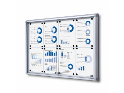 SCSL8xA4 Interiérová vitrína 8xA4, posuvné dveře, metalová záda, atest B1