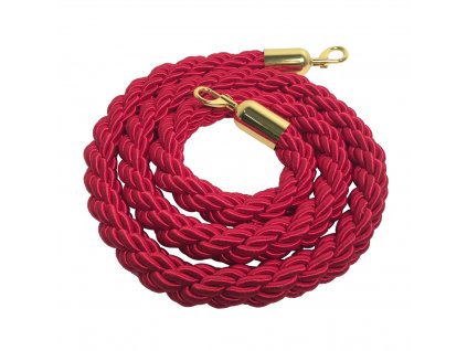 Splétaný provaz pro bariéry červený, 2m , zlaté koncovky STOP43/R