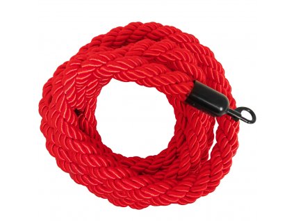Splétaný provaz pro bariéry červený, 2m , černé koncovky STOP47/R