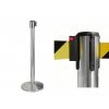 Bariérový sloupek s žluto-černým flexi pásem délky 3m, kartáčovaná ocel, kónická základna STOP51-GN