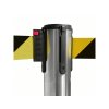 Bariérový sloupek s žluto-černým flexi pásem délky 3m, kartáčovaná ocel, kónická základna STOP51-GN