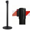 Černý bariérový sloupek s červeno-bílým flexi pásem délky 3m, kónická základna STOP80-BR