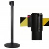 Černý bariérový sloupek s žluto-černým flexi pásem délky 3m, kónická základna STOP80-GN