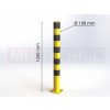 Ochranný sloupek Ø 108 mm s patkou, výška 1200 mm, žlutý s reflexními pruhy