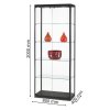 Skleněná vitrína 800x2000x400 mm, s LED osvětlením, černá 472-014