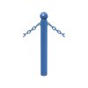 Zahrazovací ocelový sloupek Province Ø 114 mm pro řetěz, dvě oka, barva modrá RAL5010, hlavice Boule 206526.5010