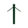 Zahrazovací ocelový sloupek Province Ø 114 mm pro řetěz, dvě oka, barva zelená RAL6005, hlavice Boule 206526.6005