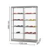 Skleněná vitrína 1500x2000x400 mm, s LED osvětlením, posuvné dveře, stříbrná 476-008