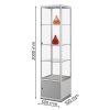 Skleněná vitrína 500x2000x500 mm s úložným prostorem, LED osvětlení 472-005