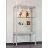 Prachotěsná skleněná vitrína 1000x1972x400 mm s nohami, LED osvětlení, stříbrná 474-004