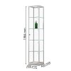 Skleněná vitrína 400x1984x400 mm, boční LED osvětlení