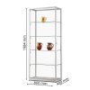 Skleněná vitrína 800x1984x400 mm, boční LED osvětlení, stříbrná 480-009