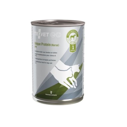 400g, peskočka, konzerva TROVET UNIQUE PROTEIN (HORSE) UPH 