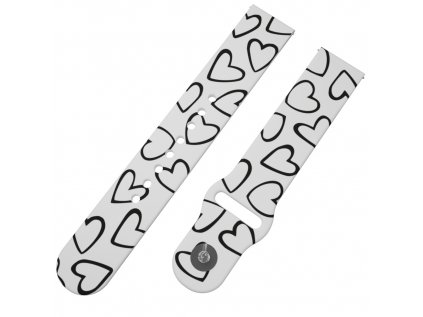 SRDCE ČERNOBÍLÁ řemínek 22 mm0014 F79 WHT A