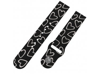 SRDCE ČERNOBÍLÁ řemínek 22 mm0239 F79 BLK A