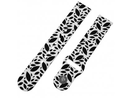 ČERNOBÍLÉ LISTY řemínek 20 mm0003 K08 WHT A
