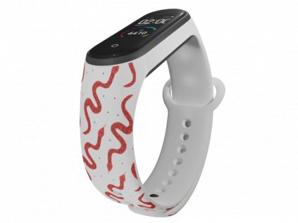 Náhradní náramek Mi band 3/4/5/6 Červené zmije bílý