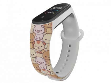 Náhradní náramek Mi band 3/4/5/6 Zvířecí motiv bílý