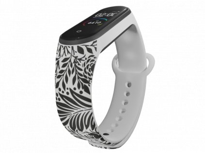 Náhradní náramek Mi band 3/4/5/6 Přírodní ornamenty bílý