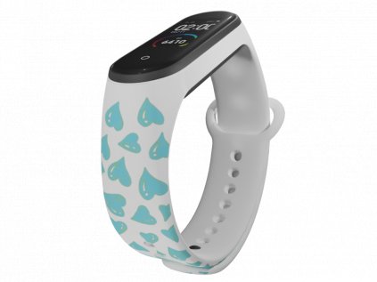Náhradní náramek Mi band 3/4/5/6 Tyrkysová srdíčka bílý