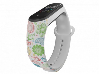Náhradní náramek Mi band 3/4/5/6/7 Barevné květinyNáhradní náramek Mi band 3/4/5/6  Barevné květiny bílý