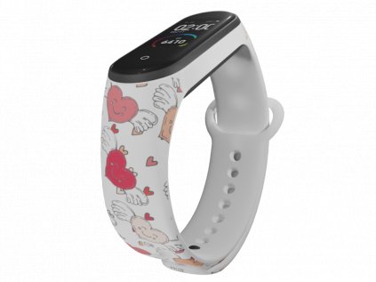 Náhradní náramek Mi band 3/4/5/6 Okřídlená srdce bílý