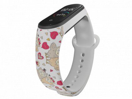 Náhradní náramek Mi band 3/4/5/6 Soví láska bílý